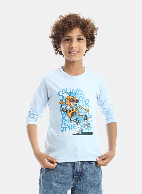 Boys Printed Long-Sleeve Shirt_Sky Blue